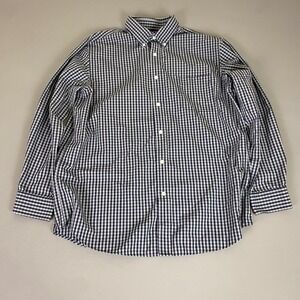 Croft & Barrow Button Down Shirt Men's 17 34/35 Blue Green Classic Fit Gingham